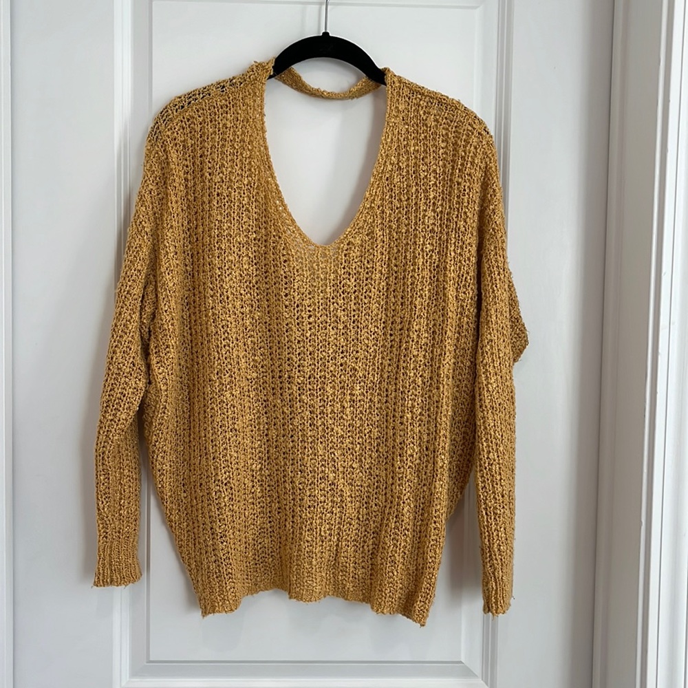Burnt Yellow Altar’d State Crochet Reversible Sweater